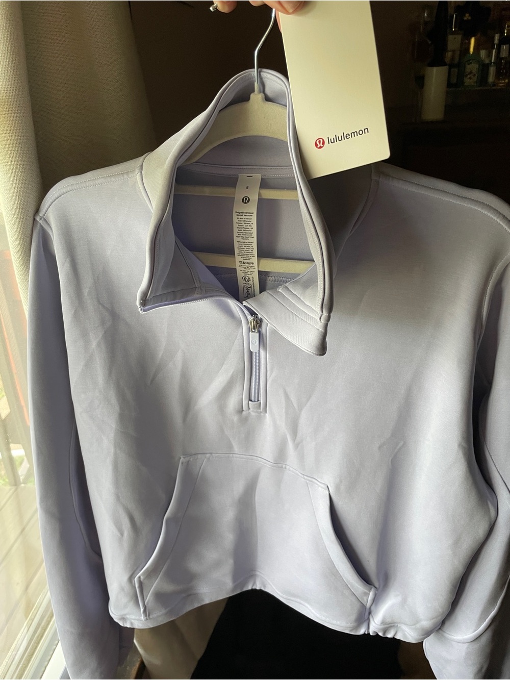 Lululemon brushed softstreme half zip serene blue size 8